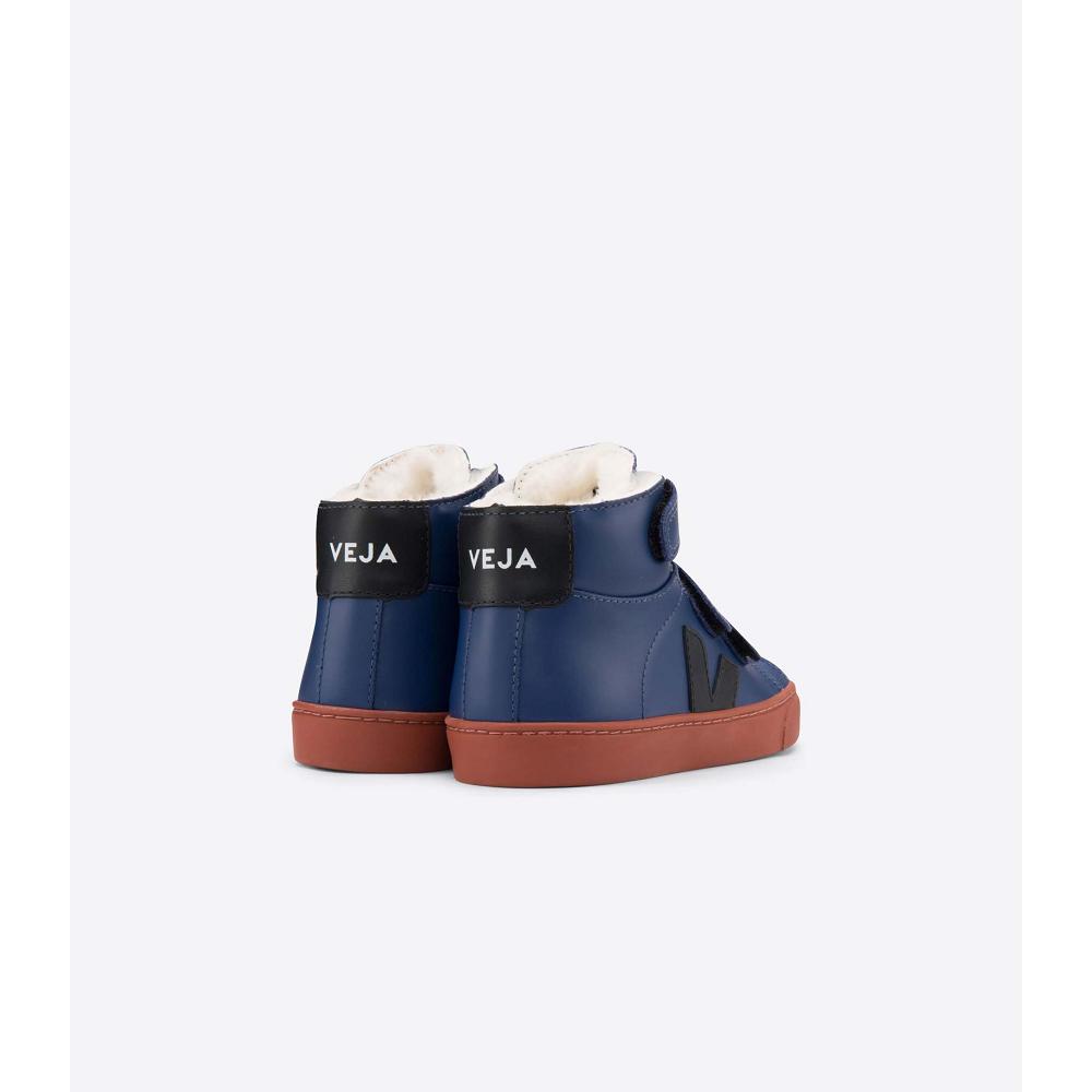 Veja ESPLAR MID FURED LEATHER Sko Barn Blå | NO 758OKI